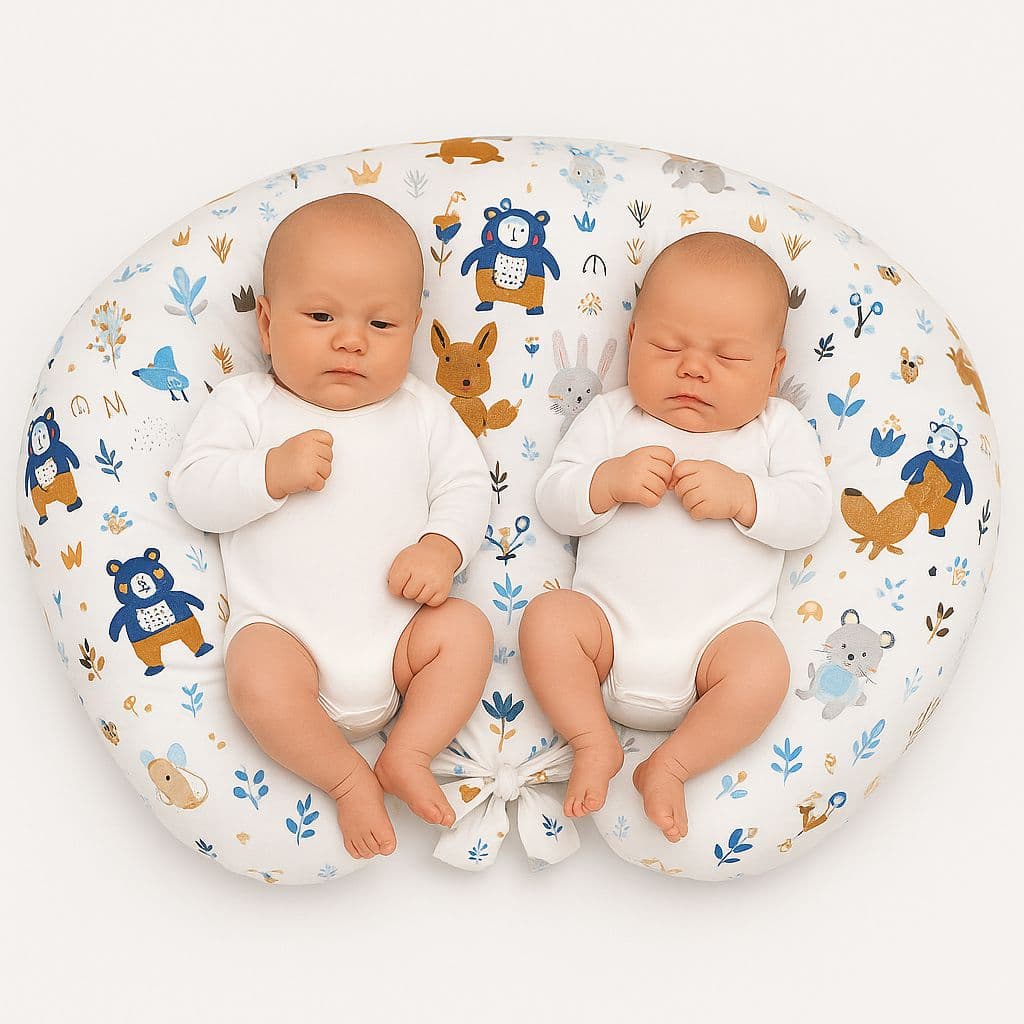 Poduszka rogal do karmienia bliźniąt + zdejmowana poszewka - misie granatowe